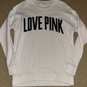 PINK Victoria's Secret White Sweatshirt with Black Lettering